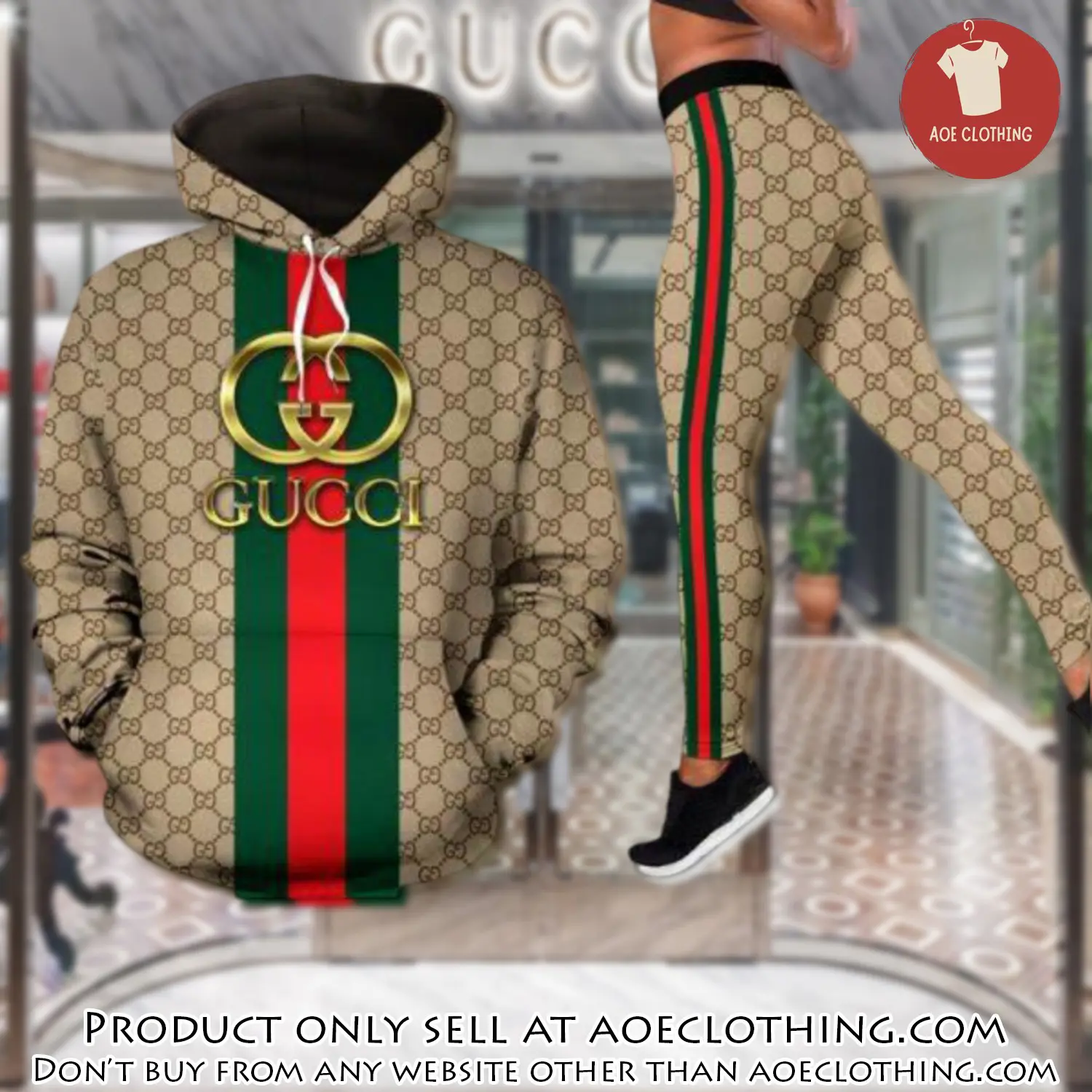 Gucci stripe hoodie legging set luxury for women vv5 aoe1422522